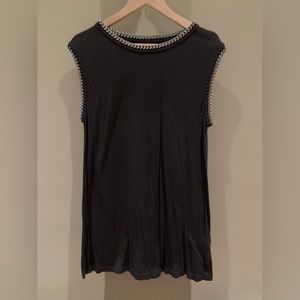 NWOT All Saints Charcoal Top with Silver Chains